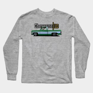 1973 Slammed Green Chevy C10 Cheyenne Squarebody Truck Long Sleeve T-Shirt